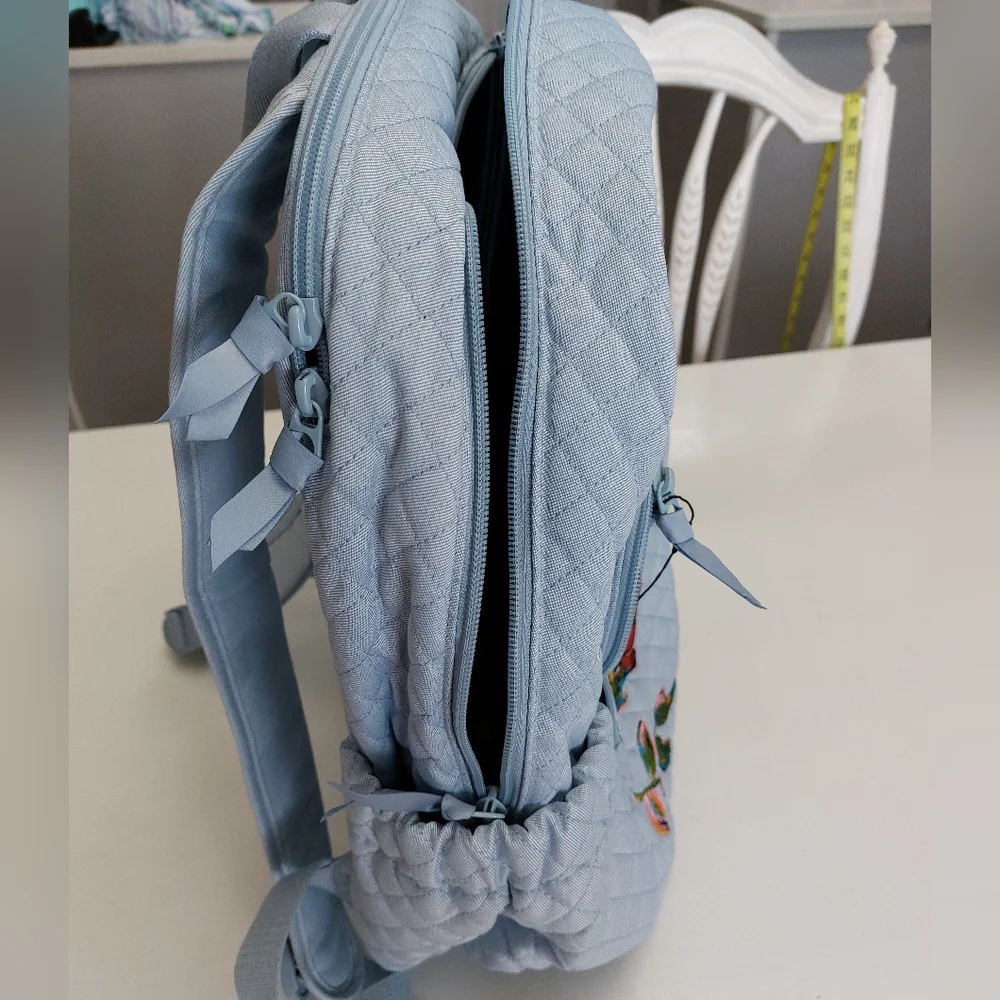 Vera Bradley Campus Backpack Sea Air Floral Embroidered Denim NWOT